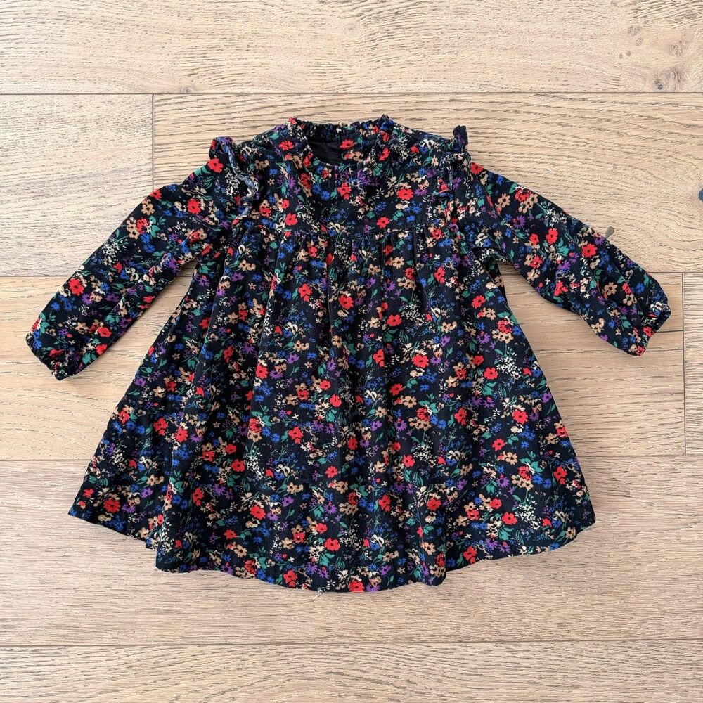 Baby Gap Toddler Girls 2Y Floral Corduroy Dress Ruffle Long Sleeve Cottagecore